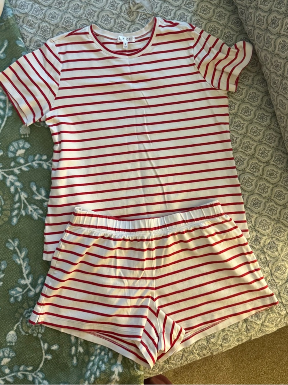 Lake Red Striped Short Set